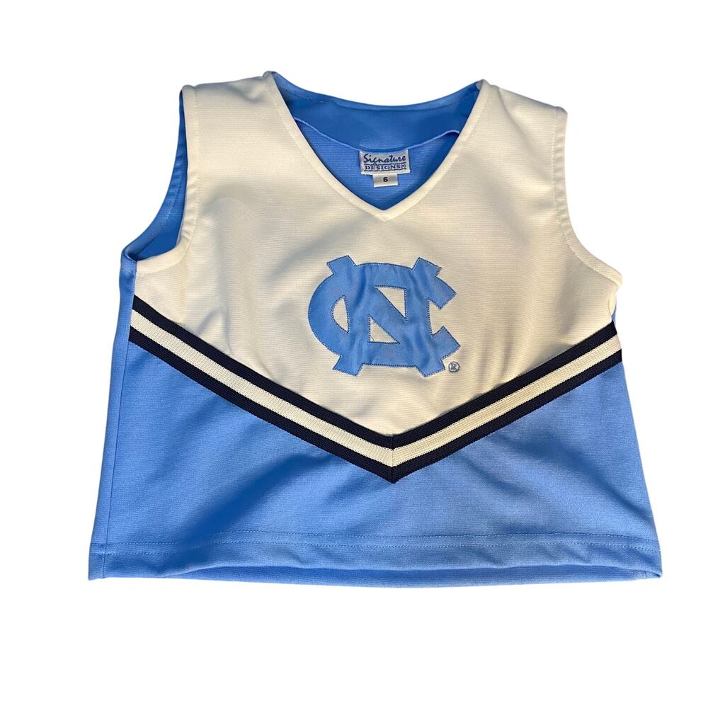 Signature North‎ Carolina Tar Heels blue white sleeveless cheer shirt SIZE 6